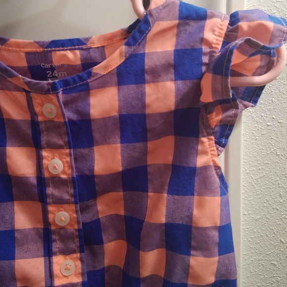 💜24 month toddler girl plaid romper - Picture 2 of 5